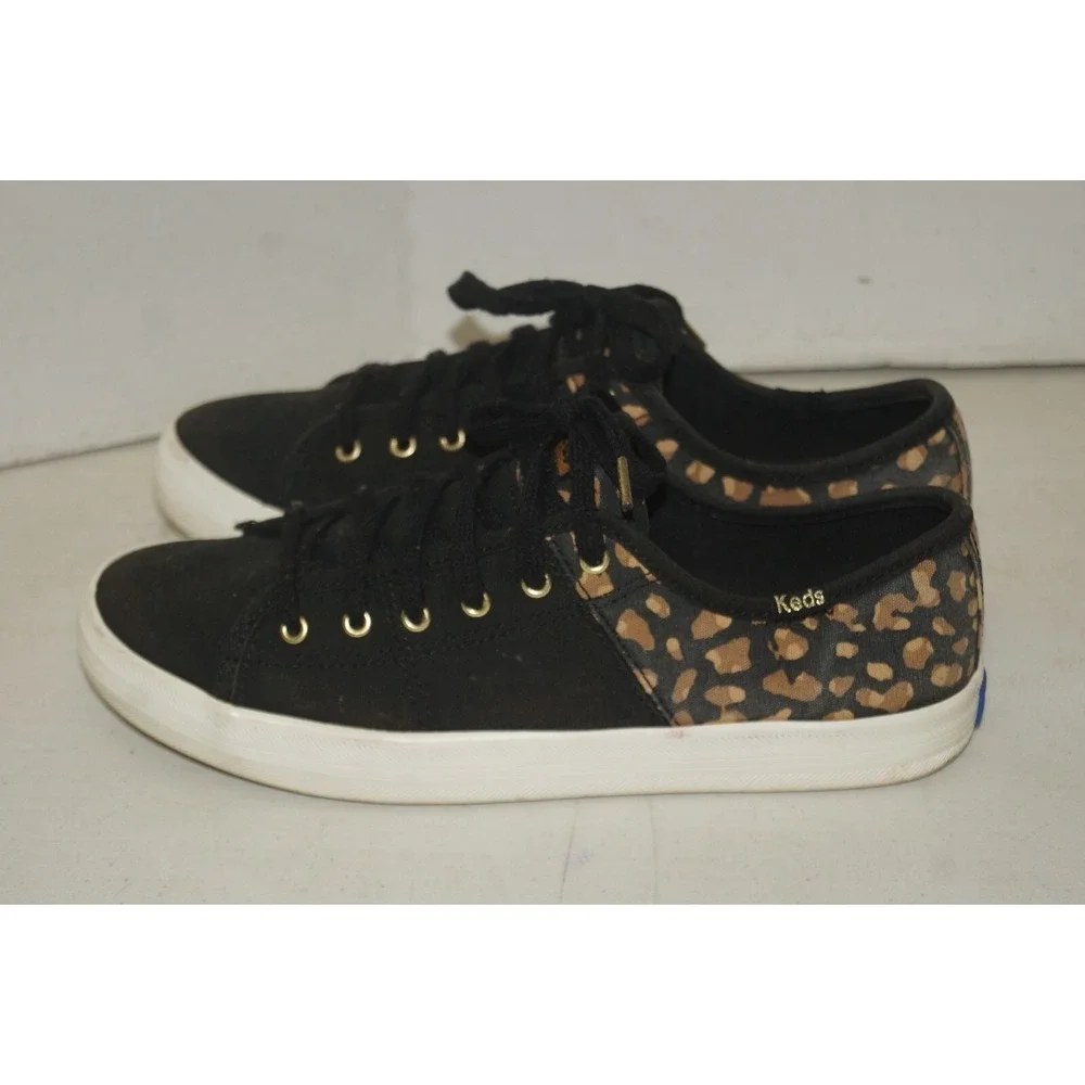 Keds Kickstart Women's Size 7.5 Shoes Black Leopard Print Low Top Sneaker